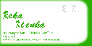 reka klenka business card